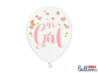 Balony 30cm, It's a Girl, P. Pure White (1 op. / 6 szt.)