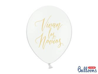 Balony 30cm, Vivan los Novios, P. P. White (1 op. / 50 szt.)