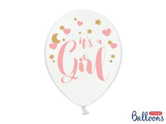Balony 30cm, It's a Girl, P. Pure White (1 op. / 50 szt.)