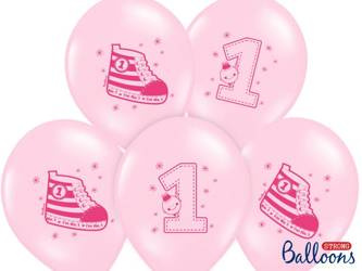 Balony 30cm, Trampek - Number 1, P. Pink (1 op. / 6 szt.)
