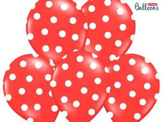 Balony 30cm, Kropki, Pastel Poppy Red (1 op. / 50 szt.)