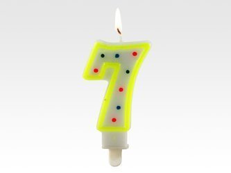 Świeczka urodzinowa kolorowa cyfra 7 - 7,5cm