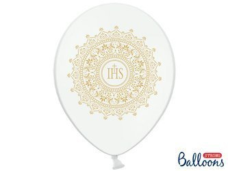 Balony 30cm, IHS, Metallic Pure White (1 op. / 6 szt.)