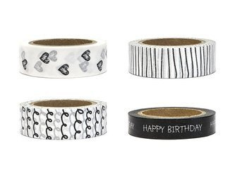 Taśma dekoracyjna Black&White, mix (1 op. / 4 szt.)