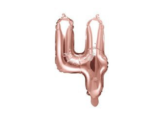 Balon foliowy Cyfra "4", 35cm, różowe złoto