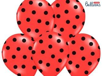 Balony 30cm, Kropki, Pastel Poppy Red (1 op. / 50 szt.)