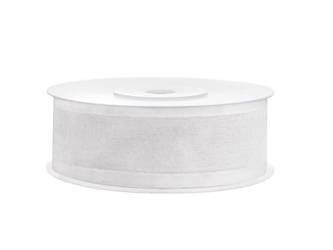 Tasiemka szyfonowa, biały, 25mm/25m (1 szt. / 25 mb.)
