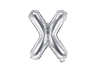 Balon foliowy Litera "X", 35cm, srebrny