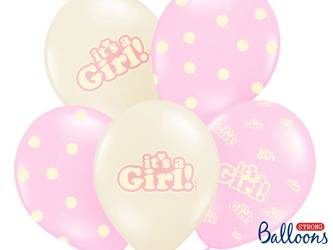 Balony 30cm, It's a Girl, Pastel Mix (1 op. / 50 szt.)