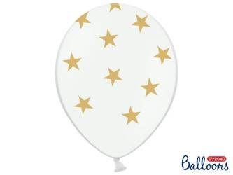 Balony 30cm, Gwiazdki, Pastel Pure White (1 op. / 6 szt.)