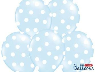 Balony 30cm, Kropki, Pastel Baby Blue (1 op. / 6 szt.)