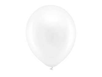 Balony Rainbow 30cm metalizowane, biały (1 op. / 100 szt.)