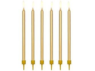 Świeczki urodzinowe gładkie, złoty, 12,5cm (1 op. / 12 szt.)