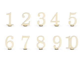 Drewniane numery na stół, 10,5cm (1 op. / 10 szt.)