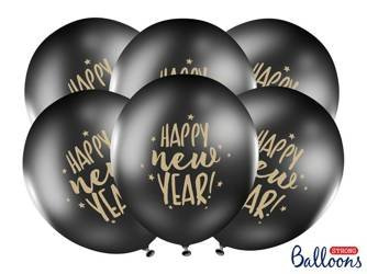 Balony 30cm, Happy New Year, Pastel Black (1 op. / 50 szt.)