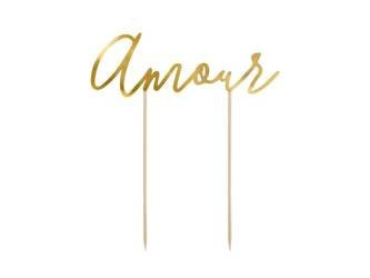 Topper na tort Amour, złoty, 22,5cm