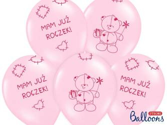 Balony 30cm Miś - mam już..., Pastel Pink (1 op. / 6 szt.)
