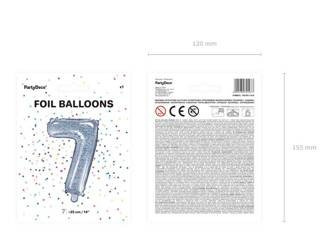 Balon foliowy Cyfra "7", 35cm, holograficzny