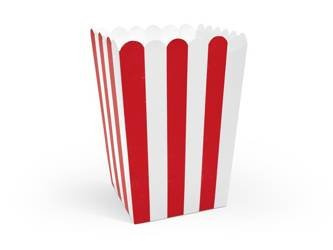 Pudełka na popcorn, mix, 7x7x12,5cm (1 op. / 6 szt.)