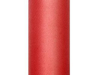 Tiul gładki, czerwony, 0,3 x 9m