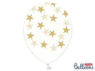 Balony 30cm, Gwiazdki, Crystal Clear (1 op. / 6 szt.)