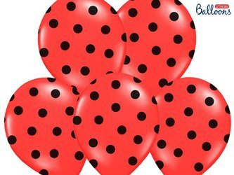 Balony 30cm, Kropki, Pastel Poppy Red (1 op. / 6 szt.)