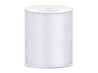 Tasiemka satynowa, biały, 100mm/25m (1 szt. / 25 mb.)