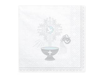 Serwetki Chrzest Święty, 33x33cm, srebrny (1 op. / 20 szt.)