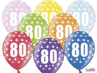 Balony 30cm, 80th Birthday, Metallic Mix (1 op. / 50 szt.)