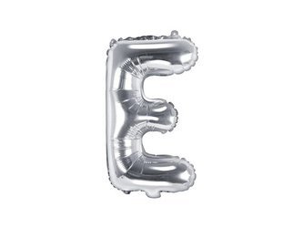 Balon foliowy Litera "E", 35cm, srebrny
