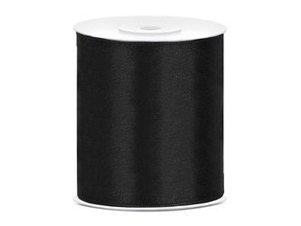 Tasiemka satynowa, czarny, 100mm/25m (1 szt. / 25 mb.)