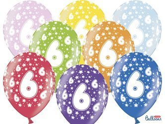Balony 30cm, 6th Birthday, Metallic Mix (1 op. / 50 szt.)