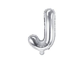 Balon foliowy Litera "J", 35cm, srebrny