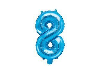 Balon foliowy Cyfra "8", 35cm, niebieski