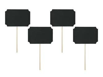 Karteczki na patyczkach, czarny, 11 x 8cm (1 op. / 4 szt.)