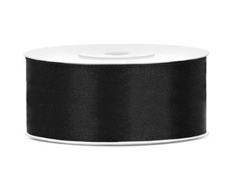 Tasiemka satynowa, czarny, 25mm/25m (1 szt. / 25 mb.)