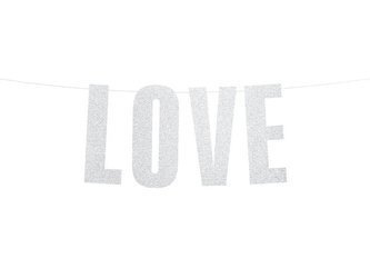 Baner Love, srebrny, 21x55cm