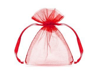 Woreczki z organzy, czerwony, 10cm (1 op. / 20 szt.)