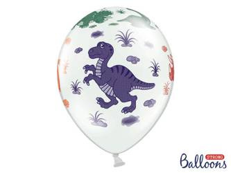 Balony 30cm, Dinozaury, Pastel Pure White (1 op. / 6 szt.)