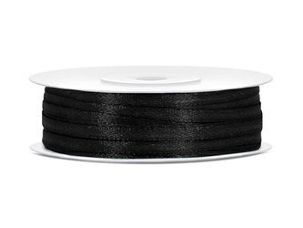 Tasiemka satynowa, czarny, 3mm/50m