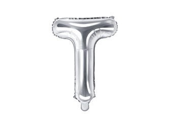 Balon foliowy Litera "T", 35cm, srebrny