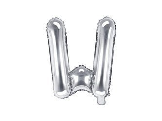 Balon foliowy Litera "W", 35cm, srebrny