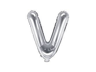 Balon foliowy Litera "V", 35cm, srebrny