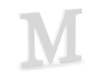 Drewniana litera M, biały, 25x20cm