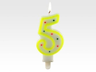 Świeczka urodzinowa cyfra 5 - 7,5cm