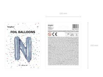 Balon foliowy Litera "N", 35cm, holograficzny