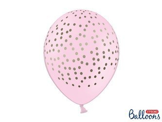Balony 30cm, Kropki, Pastel Baby Pink (1 op. / 6 szt.)