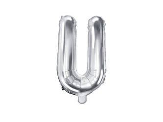 Balon foliowy Litera "U", 35cm, srebrny