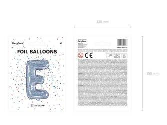 Balon foliowy Litera "E", 35cm, holograficzny
