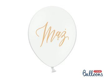 Balony 30cm, Mąż, Pastel Pure White (1 op. / 50 szt.)